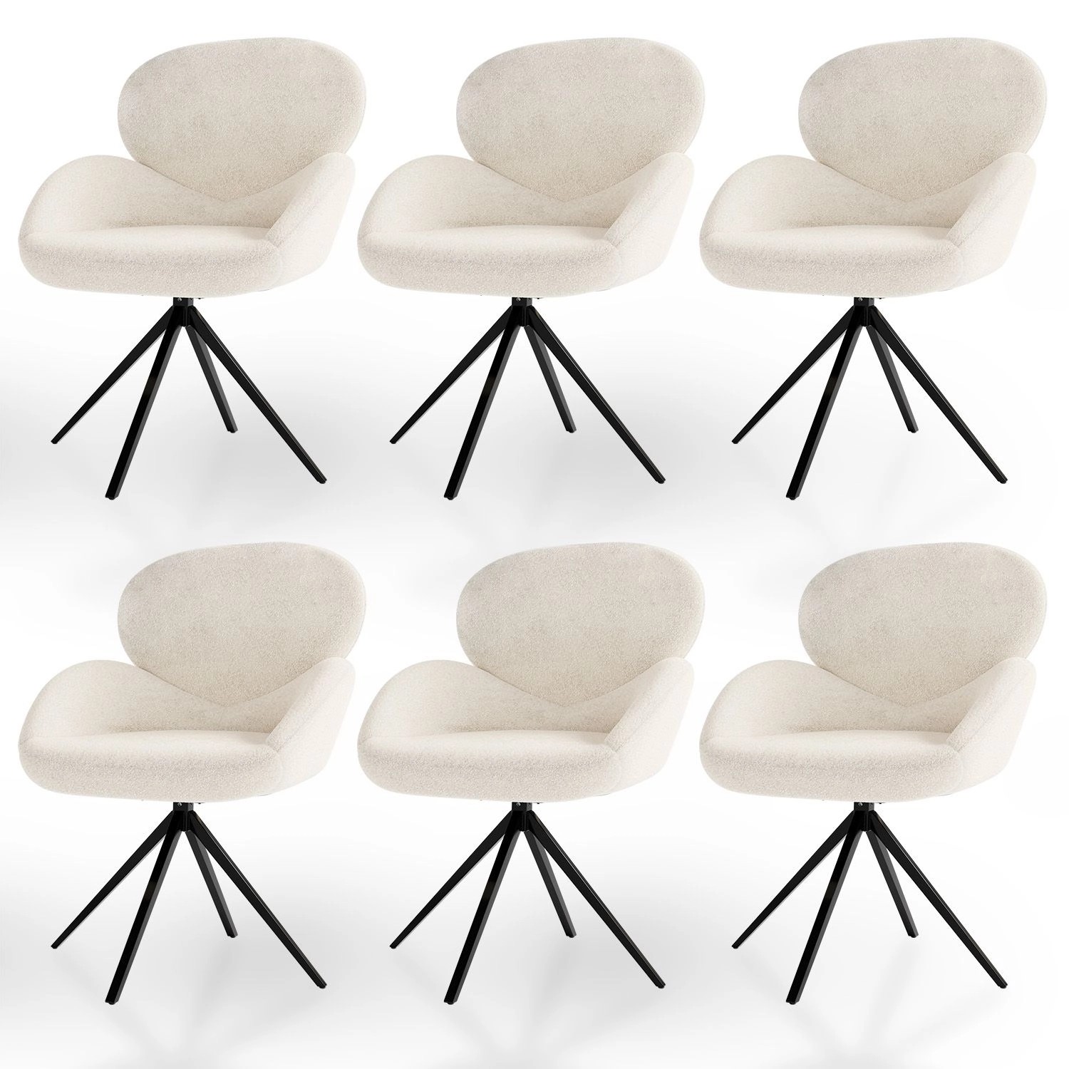 Juskys Drehstuhl Albano Bouclé Creme 6er Set günstig online kaufen