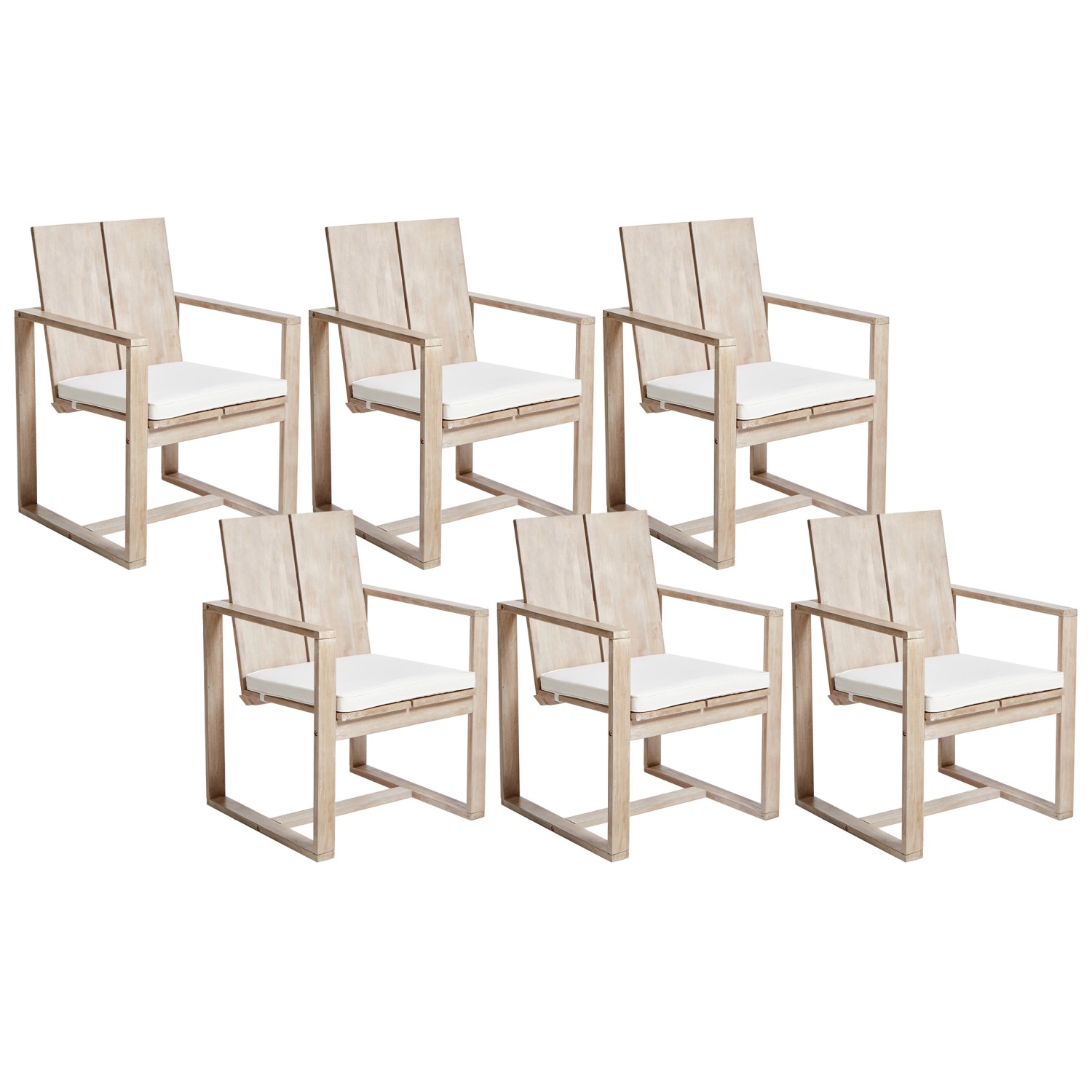 Beliani Gartenstuhl Heller Holzfarbton Weiss 61x63x90 günstig online kaufen