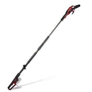 Einhell Akku-Hochentaster GP-LC 18/20 Li T BL-Solo, rot-schwarz, mit Teleskopstiel und Kettensäge für Baumschnitt.