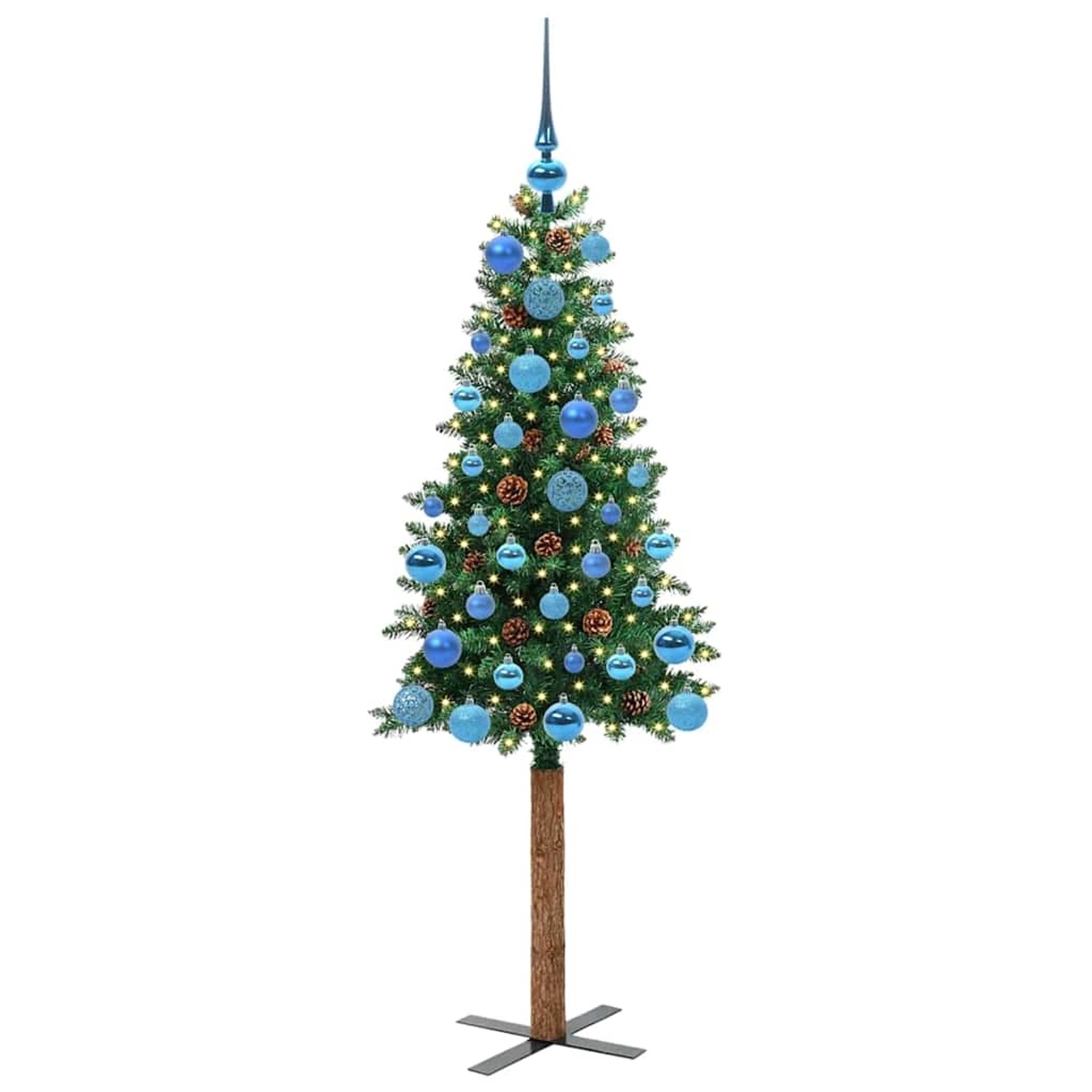 vidaXL Schlanker Weihnachtsbaum mit 150 LEDs mit Ständer Grün 150 cm 3394858