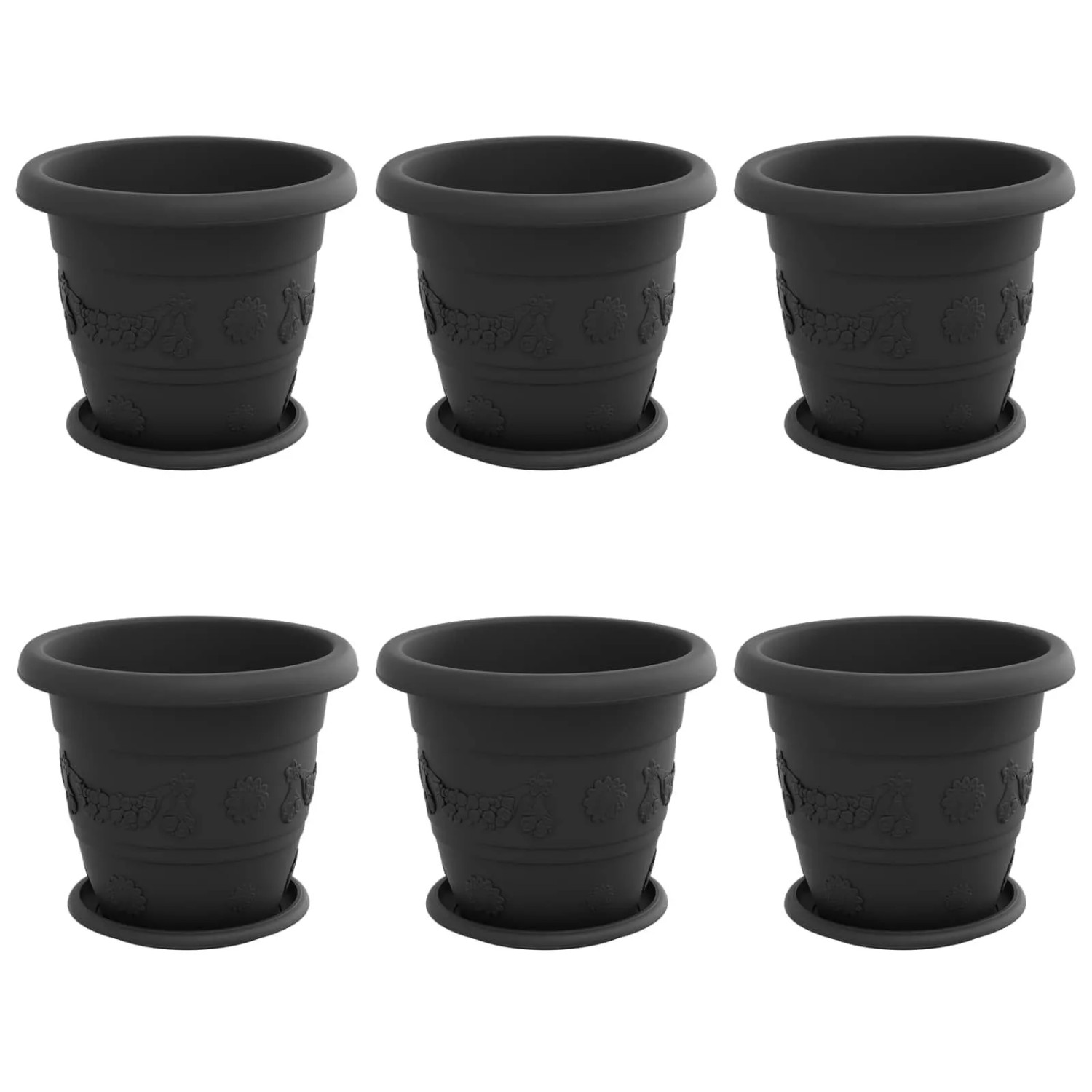 vidaXL Blumentöpfe 6 Stk Schwarz Ø 26 x 21,5 cm Kunststoff 3403276