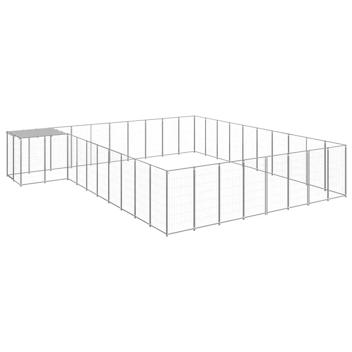 vidaXL Hundezwinger Silbern 25,41 m² Stahl 3082246