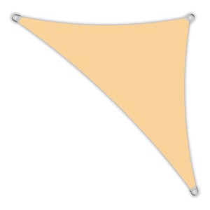 Sandfarbenes Toldoro Sonnensegel Dreieck 5x5x7,1m aus PES mit UV-Schutz für Terrasse und Garten.