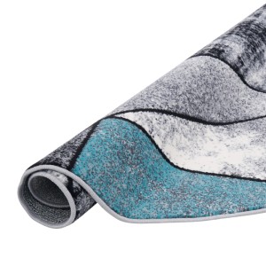 Blauer, runder Designer Teppich Brilliant Magic von Pergamon, 120cm, Kurzflorteppich.