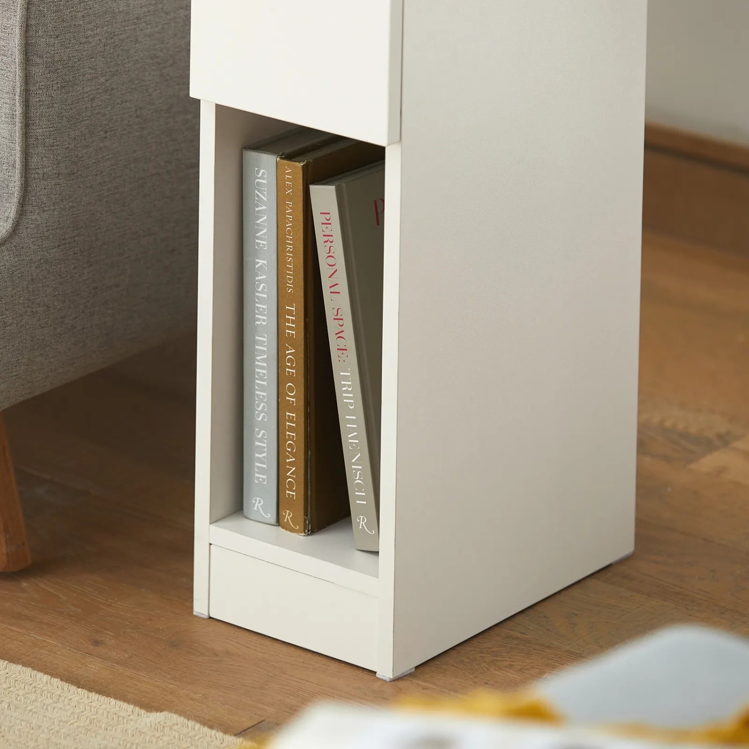 SoBuy Nachttisch FBT111-WN in Weiß mit Schublade und offenem Fach, ideal als Beistelltisch.