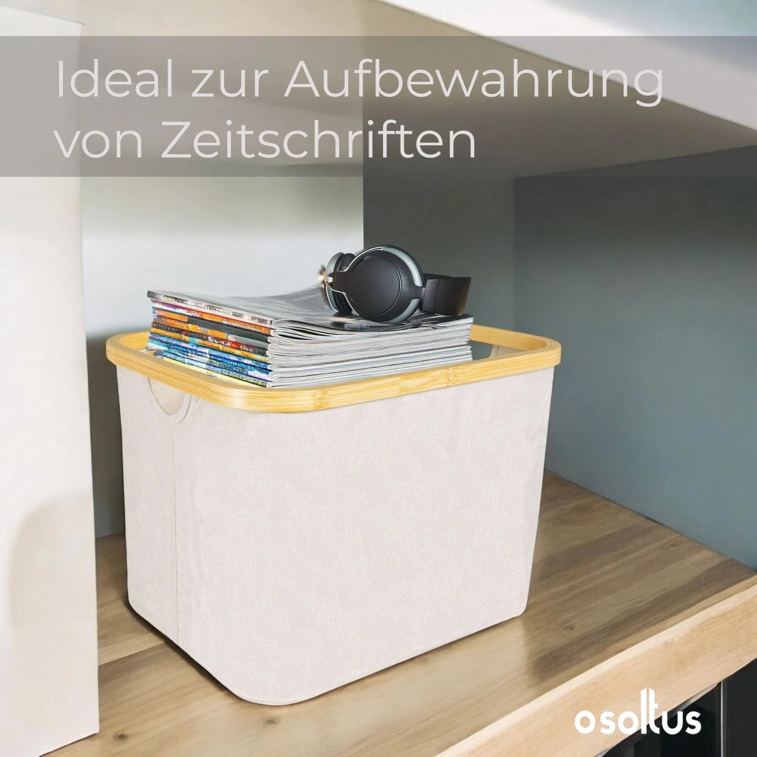 osoltus Faltbox Wäschebox Wäschekorb Nelson Bambus Beige 40 cm_7