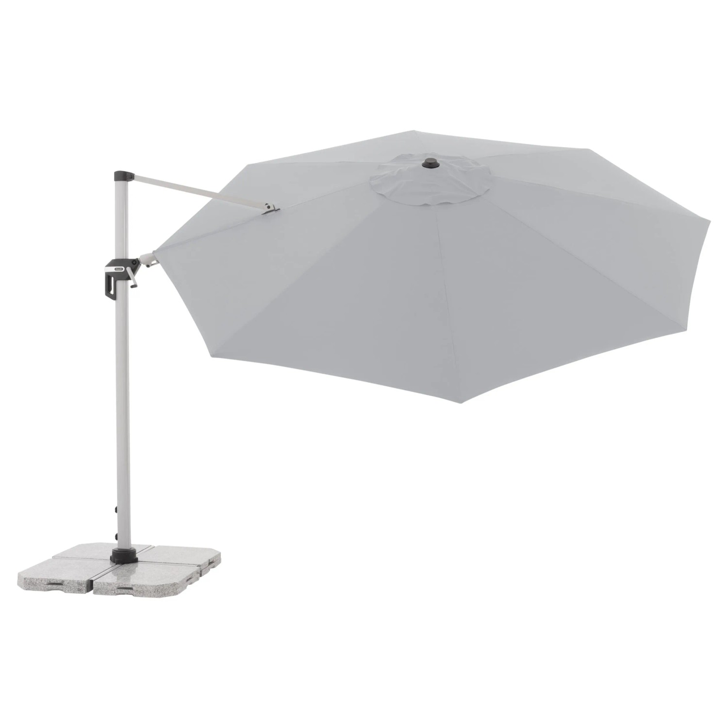 Doppler Ampelschirm Active, Ø 372 cm, hellgrau, mit Dreh- und Neigungsfunktion.
