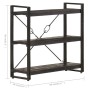 Schwarzes Bücherregal mit 3 Fächern aus Mango Massivholz, 90x30x80 cm. Regal für Bücher und Deko.