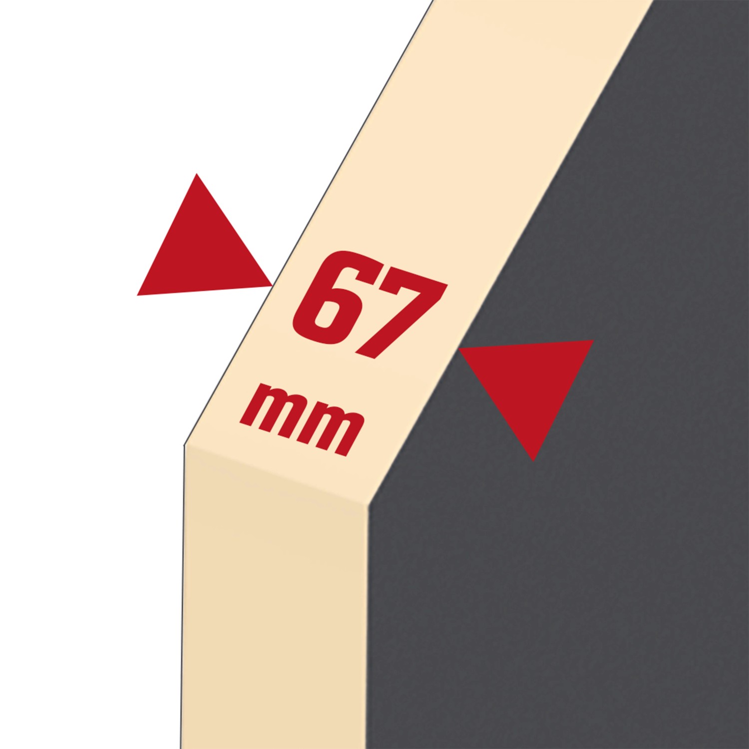 Detailaufnahme Stahl-Nebeneingangstür NS1: 67 mm starkes Türblatt.