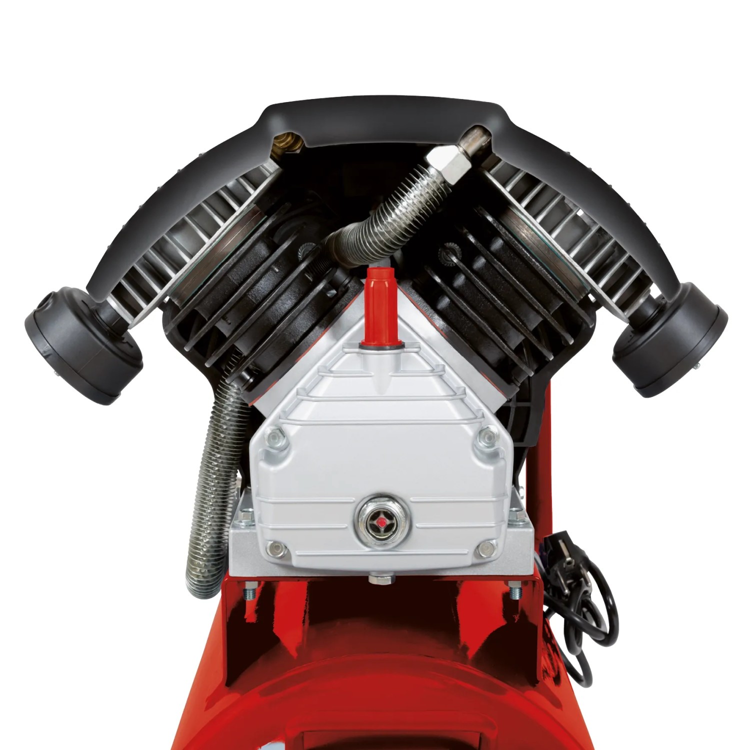 Detailaufnahme des Einhell Kompressor TC-AC 420/50/10 V, Fokus auf den Doppelverdichter.