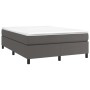 Graues vidaXL Boxspringbett (140x200 cm) mit Kunstlederbezug und weißer Matratze. Kategorie: Betten.