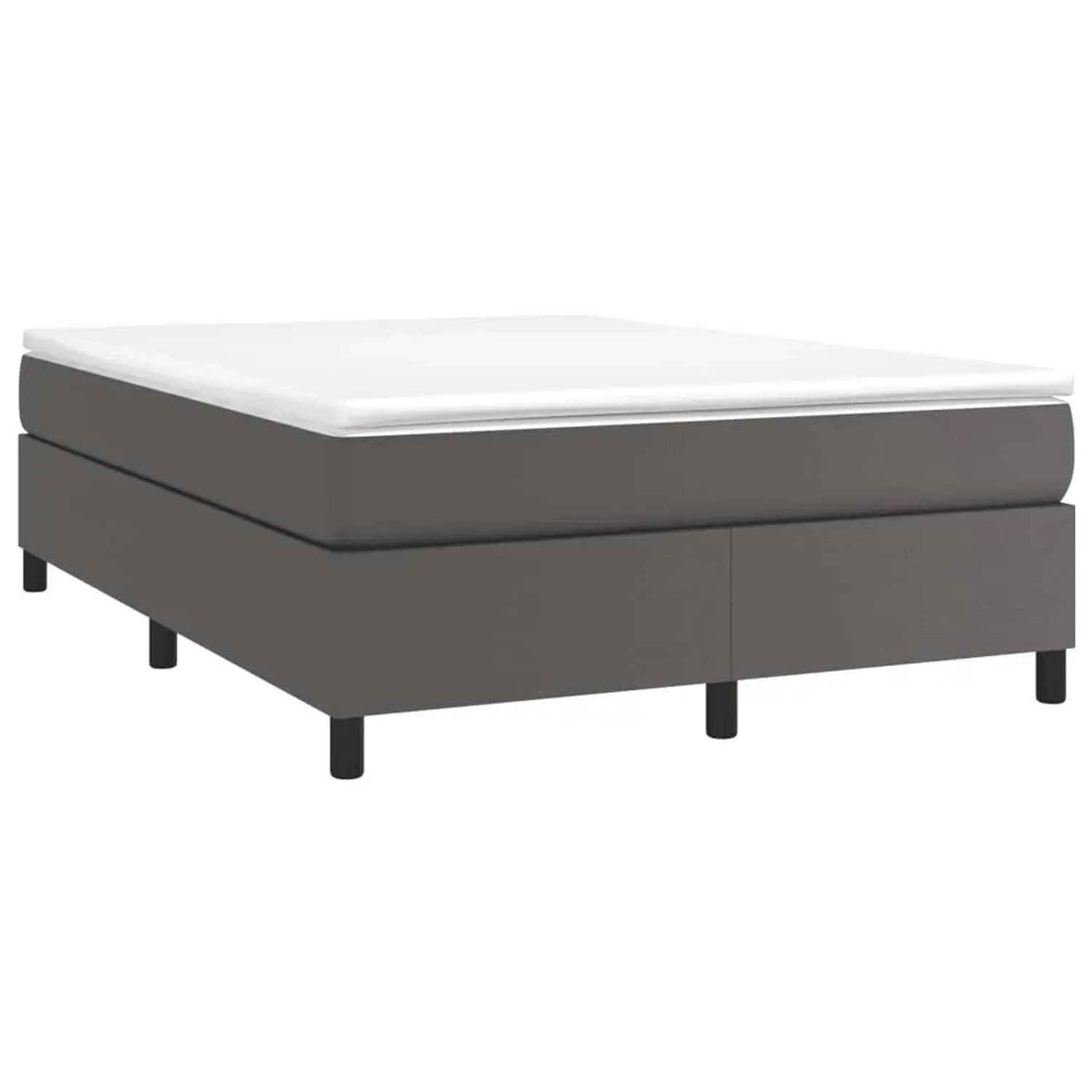 Graues vidaXL Boxspringbett (140x200 cm) mit Kunstlederbezug und weißer Matratze. Kategorie: Betten.