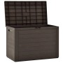 Geöffnete, braune VidaXL Gartenbox (78x44x55 cm) aus Polypropylen.