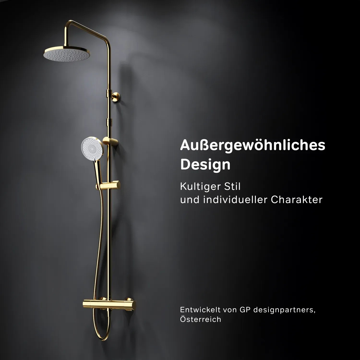 Unterputz Duschsystem Thermostat – Mit Regendusche 500x220mm & Handbrause, Messing, Gold