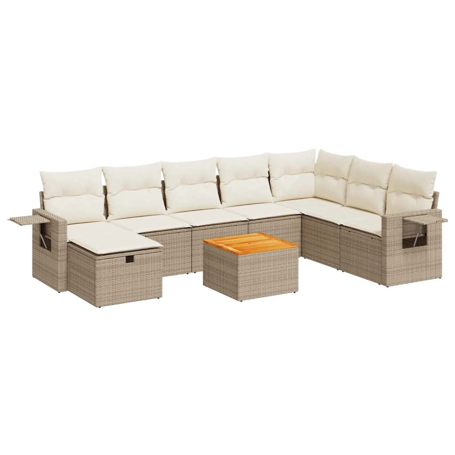 vidaXL 9-Tlg Garten-Sofagarnitur mit Kissen Beige Poly Rattan 3325831 günstig online kaufen