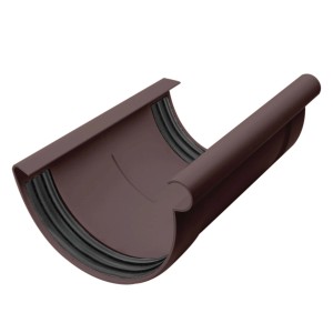 Inefa Rinnenverbinder, dunkelbraun, für halbrunde Dachrinnen NW 100, dichtes PVC Verbindungsstück.