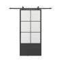 inova Loft Glasschiebetür 900 x 2150 mm 6 Felder Kickplatte Komplettset aus Stahl in Schwarz inkl. 2Seitiger Softclose