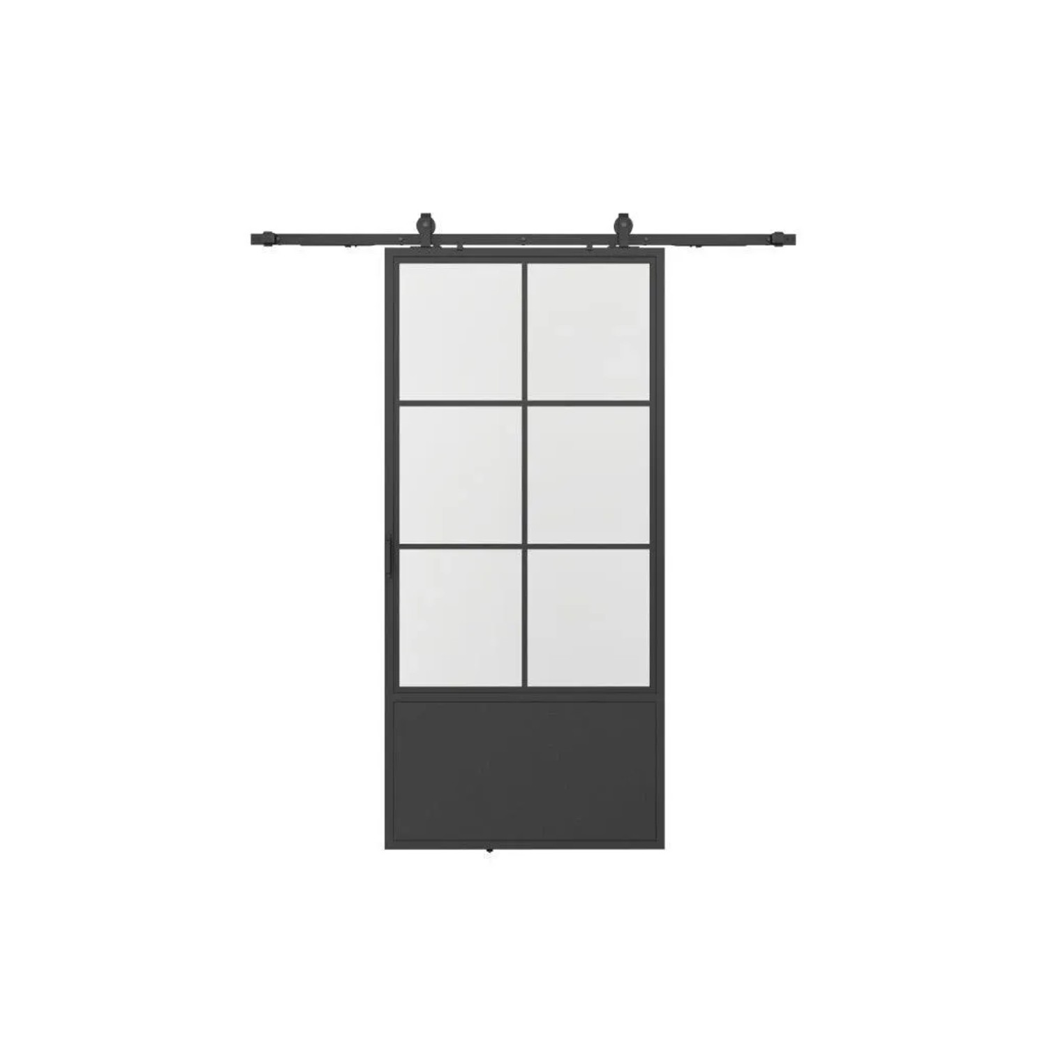 inova Loft Glasschiebetür 900 x 2150 mm 6 Felder Kickplatte Komplettset aus Stahl in Schwarz inkl. 2Seitiger Softclose