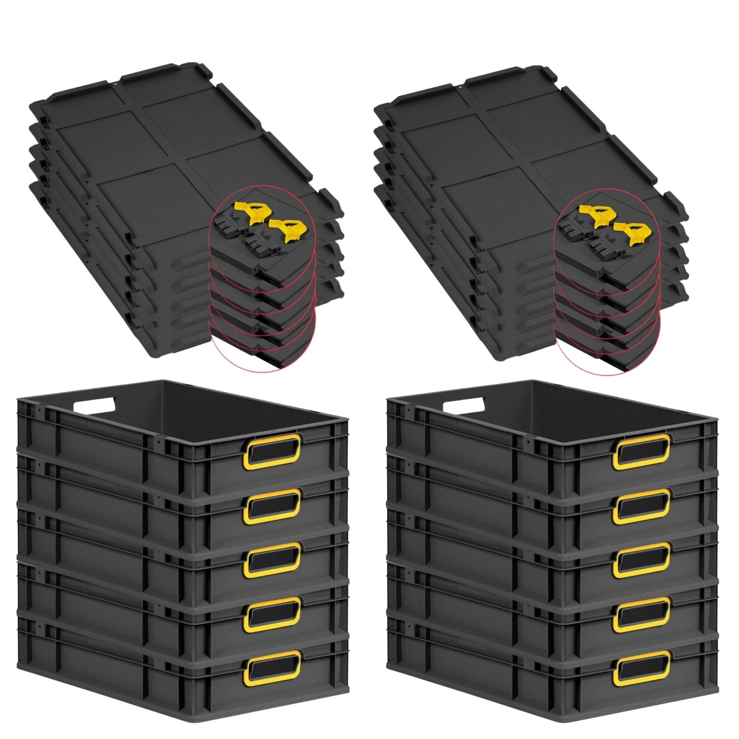 PROREGAL SuperSparSet 10x Eurobox Nextgen Color Mit Scharnierdeckel HxBxT 1 günstig online kaufen