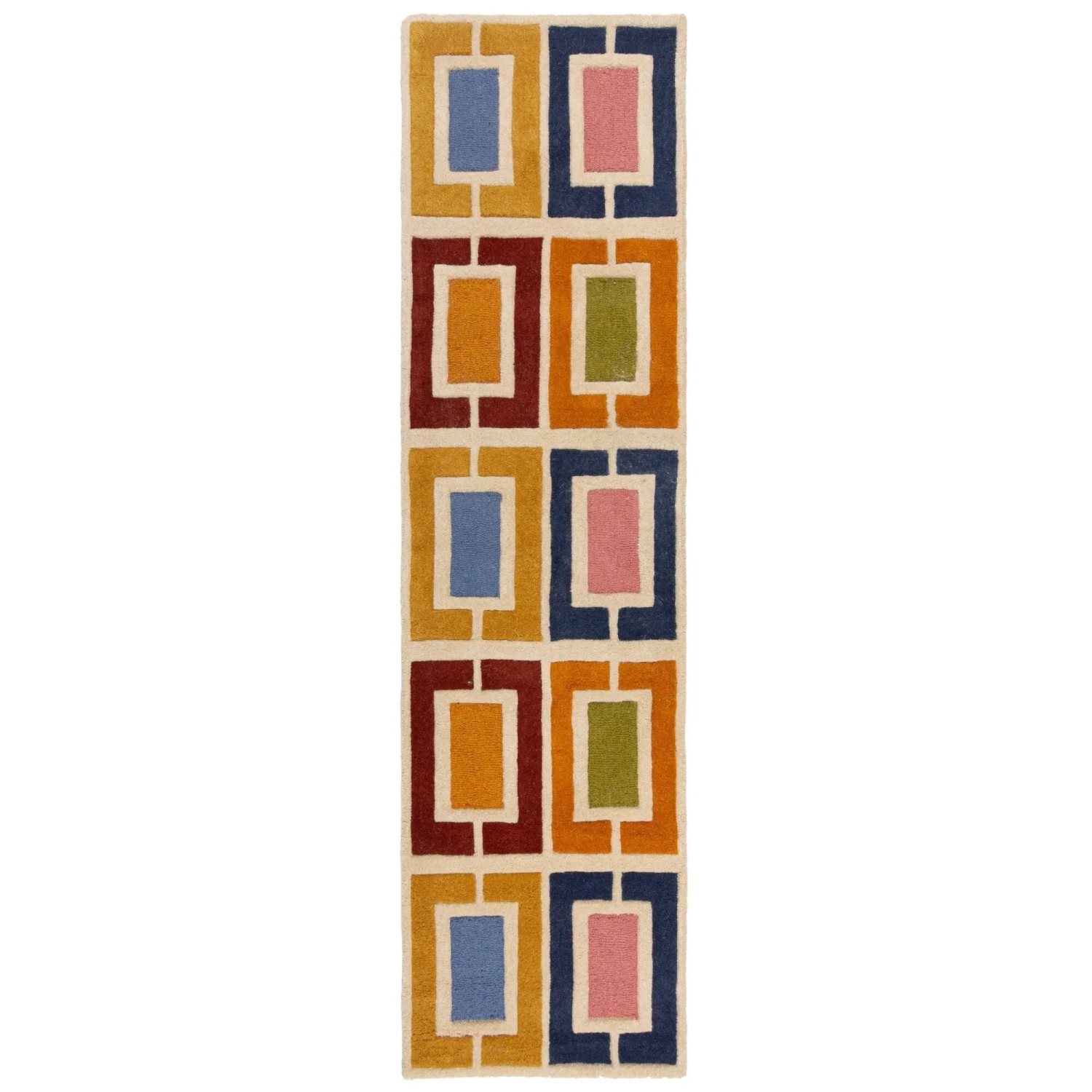 Flair Rugs Wollteppich Retro Blocks 60 cm x 230 cm Mehrfarbig