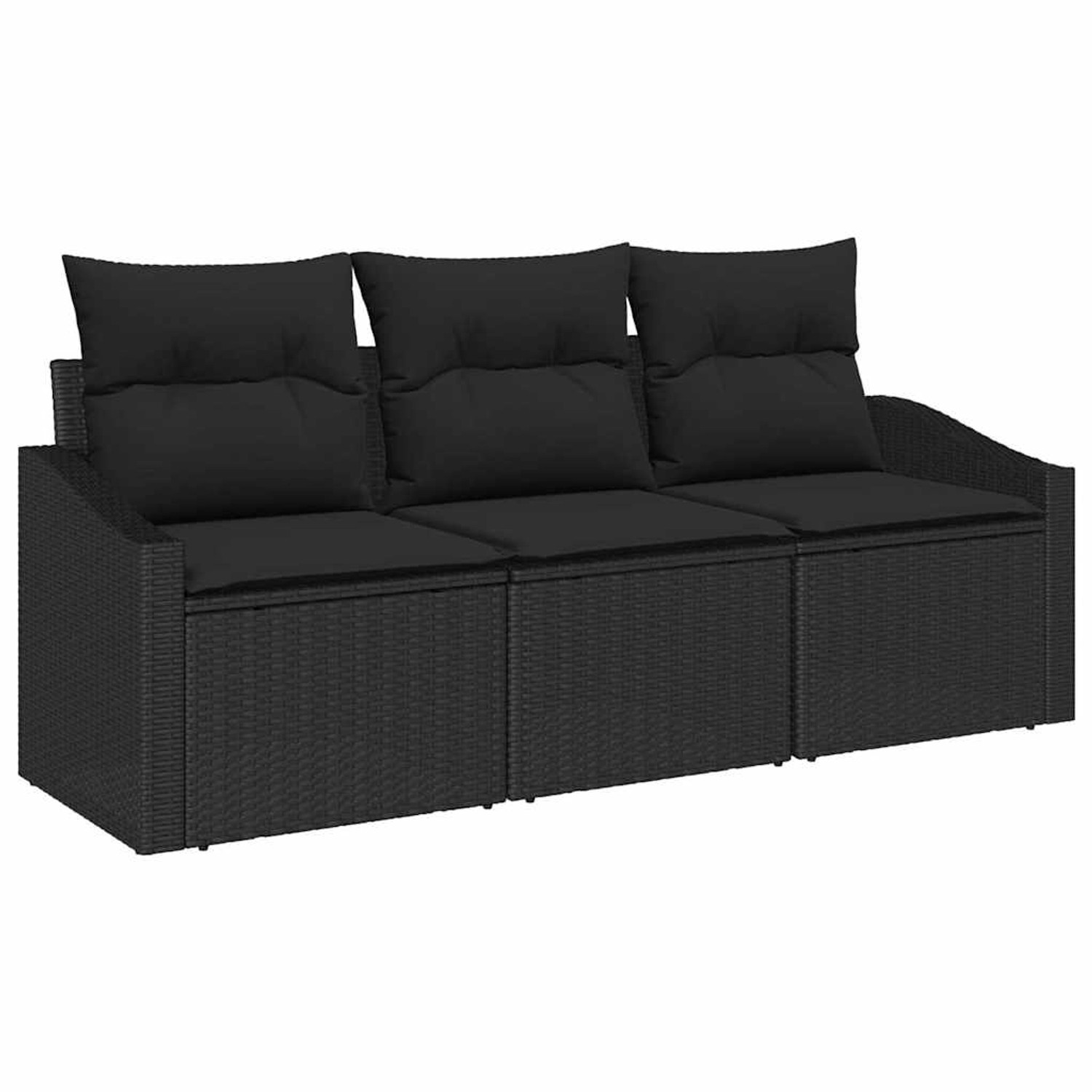 vidaXL Garten-Sofa-Set 3-Tlg Schwarz Poly Rattan 3346583 günstig online kaufen