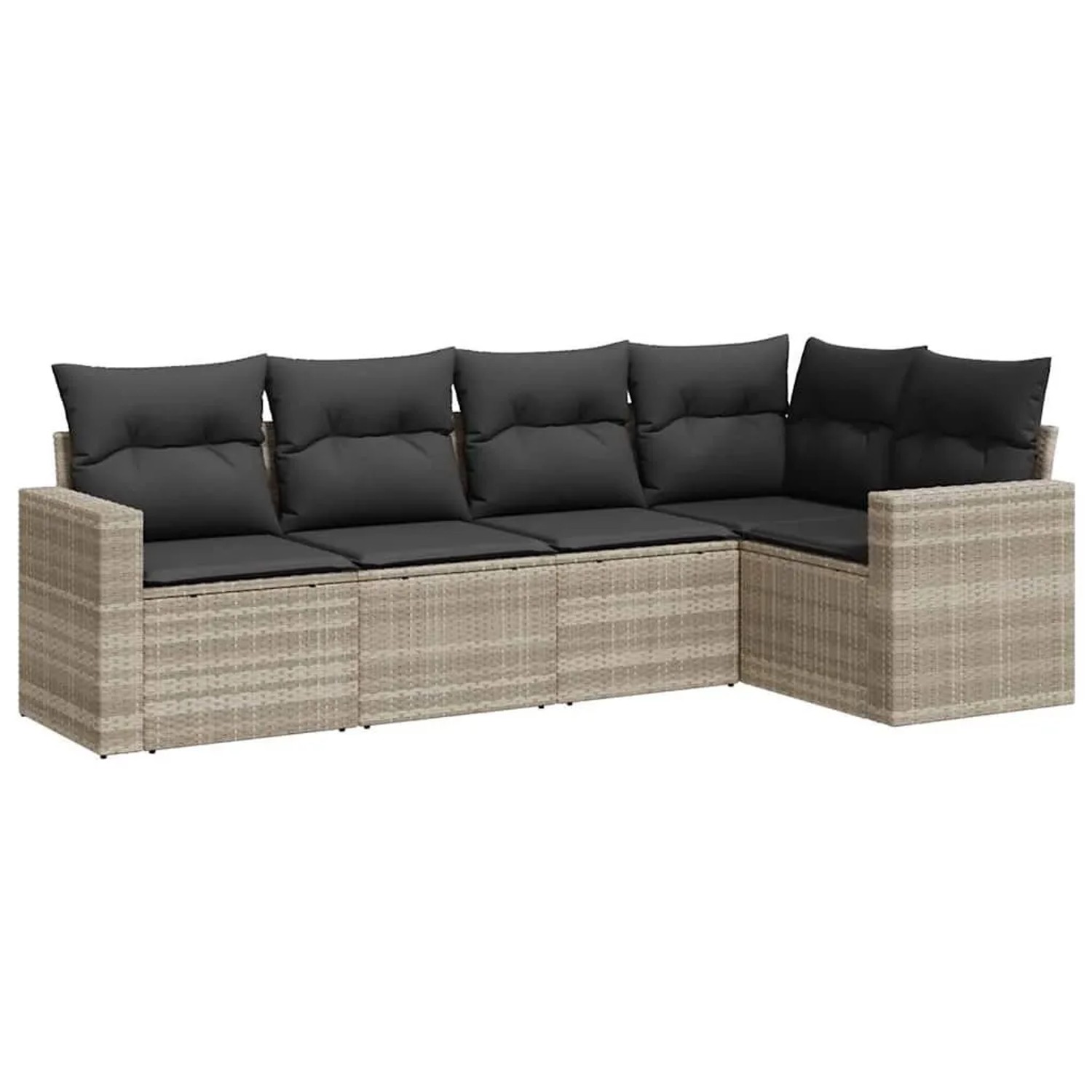 vidaXL 5-Tlg Garten-Sofagarnitur mit Kissen Hellgrau Poly Rattan 3251269 günstig online kaufen