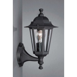 Schwarze Außenwandleuchte Molinella im klassischen Design für den Außenbereich.