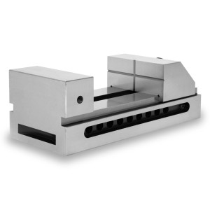 EBERTH Präzisions-Niederzugschraubstock, 125mm Backenbreite, Spannwerkzeug für präzise Arbeiten.
