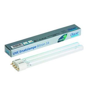 Oase UVC Ersatzlampe 18W für Teichklärer, mit Sockel 2G11 und Verpackung.
