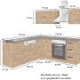 Held Möbel Küchenzeile Sorrento 210 cm, Anthrazit-Wotaneiche Winkel, mit Maßen.