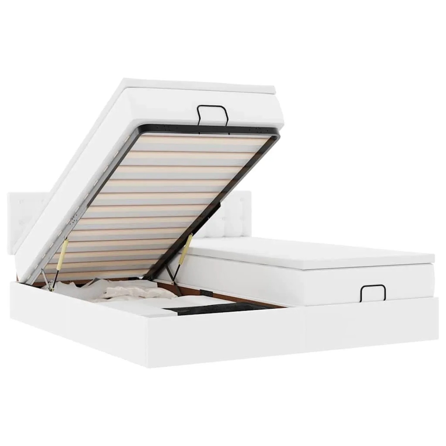 vidaXL Ottoman-Bett mit Matratzen und LEDs Weiß 180x200 cm Kunstleder 3312806