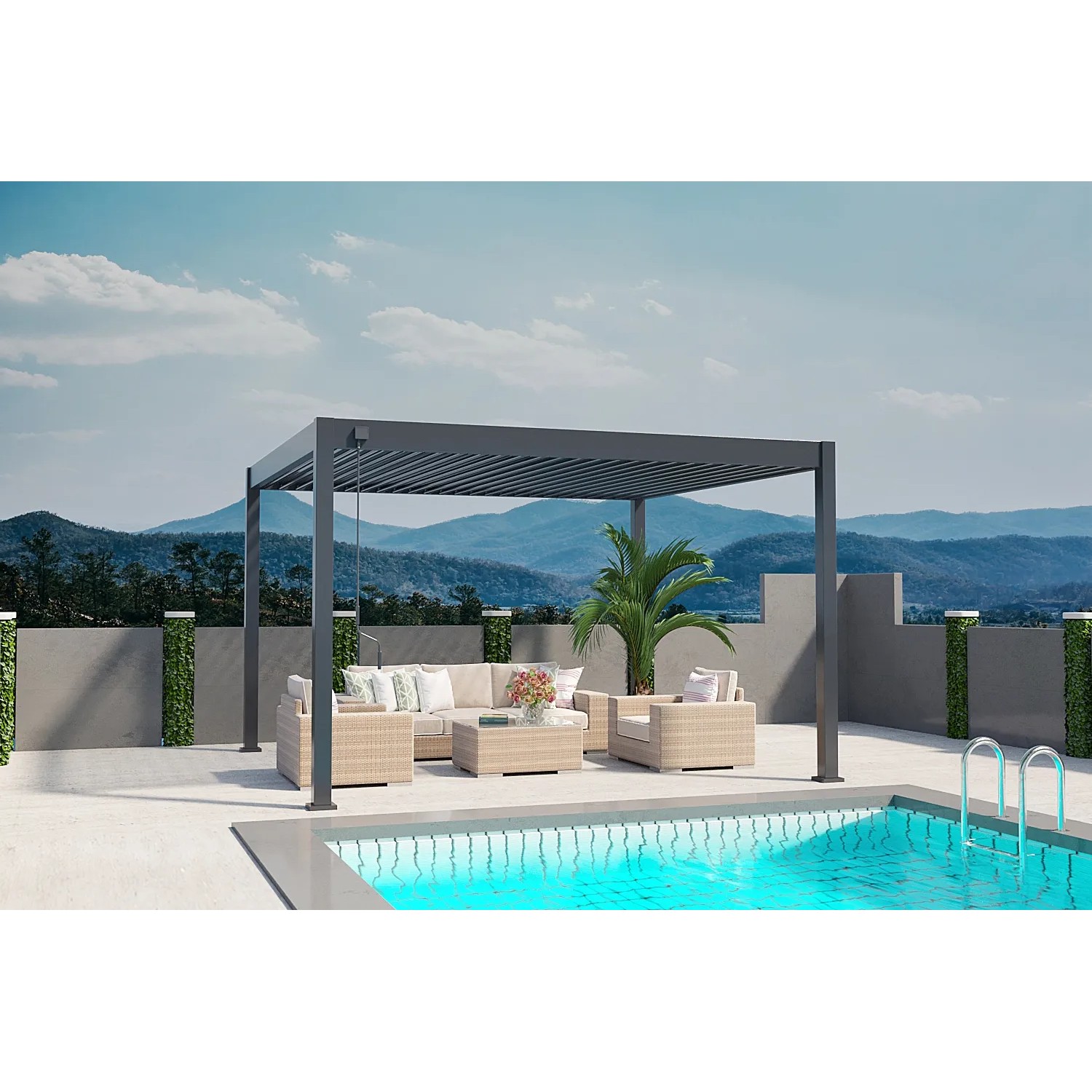 Fabelhafte Weide Aluminium Pavillon Mit Lamellendach Ebenbild