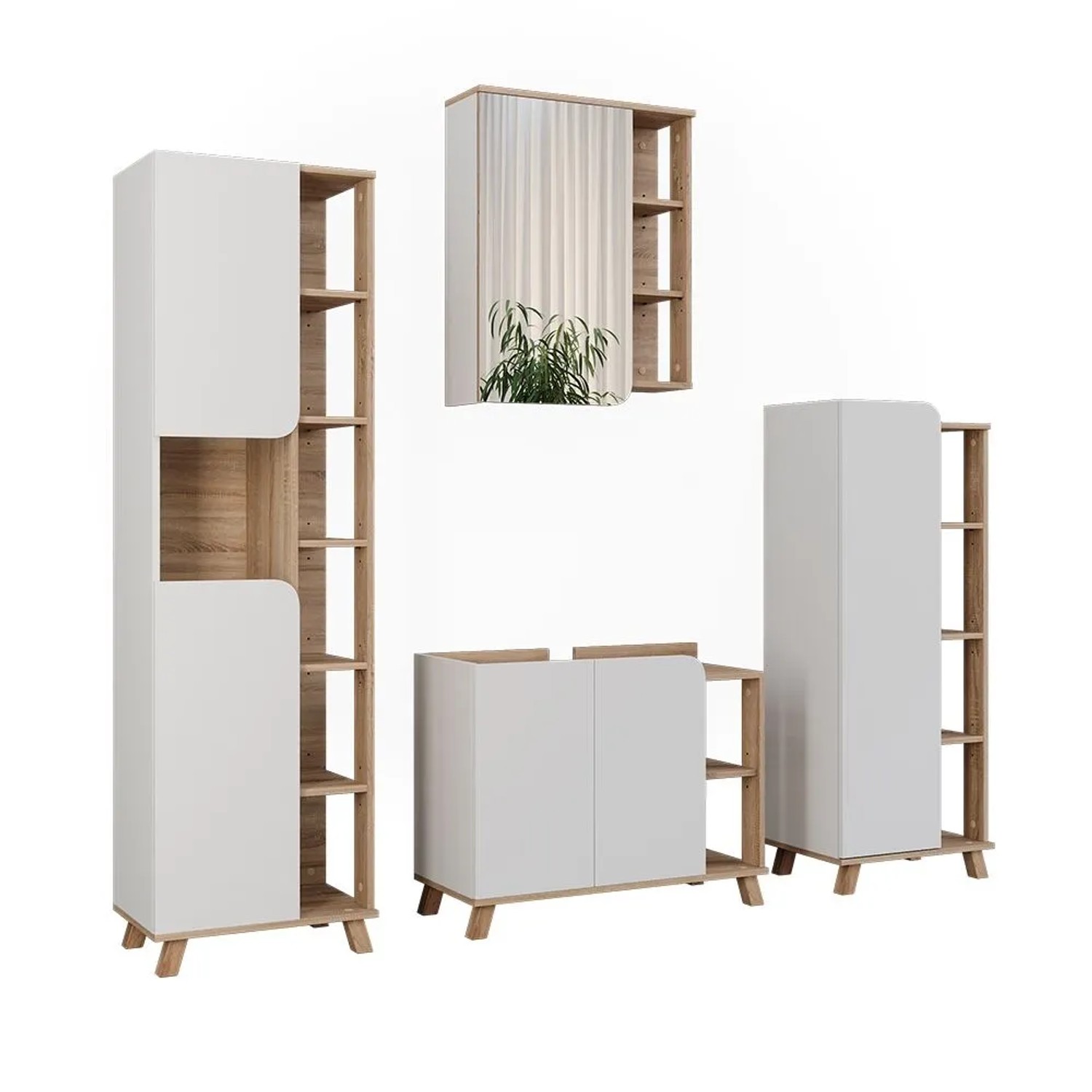 Vicco Badmöbel-Set Karen Sonoma/Weiß 80 x 65 4-teilig