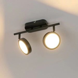Moderner Lindby Strahler Neros, 2-flammig, schwarz, aus Metall. Wohnzimmerleuchte, Einbaustrahler.