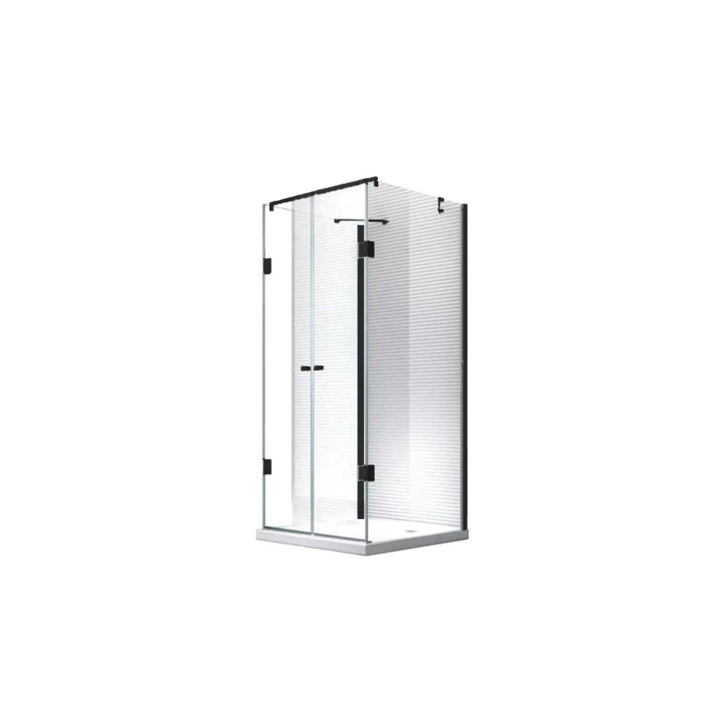 Glaszentrum Hagen  90x120x90x195cm Ares U-Duschkabine Black inkl. Duschtasse