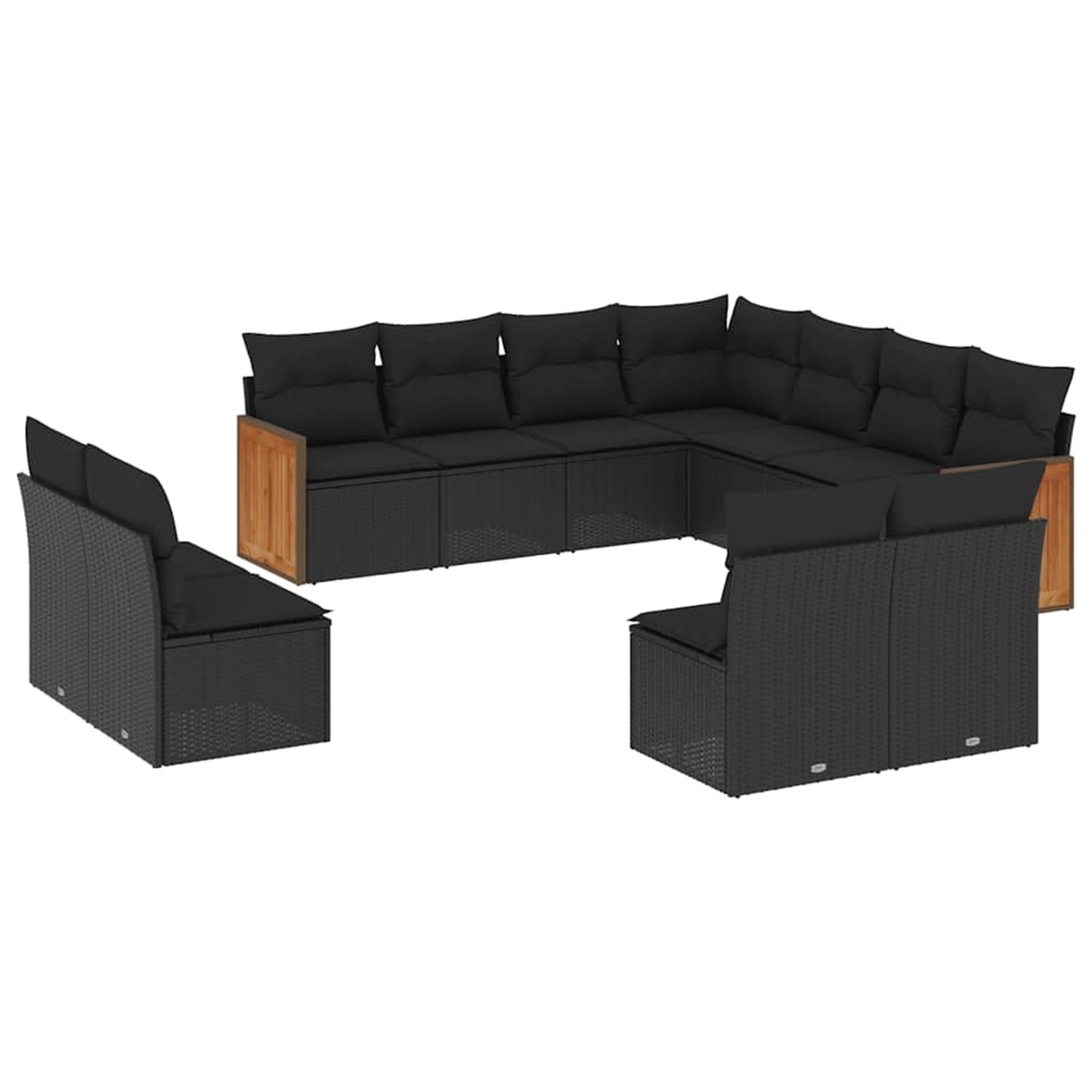 vidaXL 11-Tlg Garten-Sofagarnitur mit Kissen Schwarz Poly Rattan 3260165 günstig online kaufen