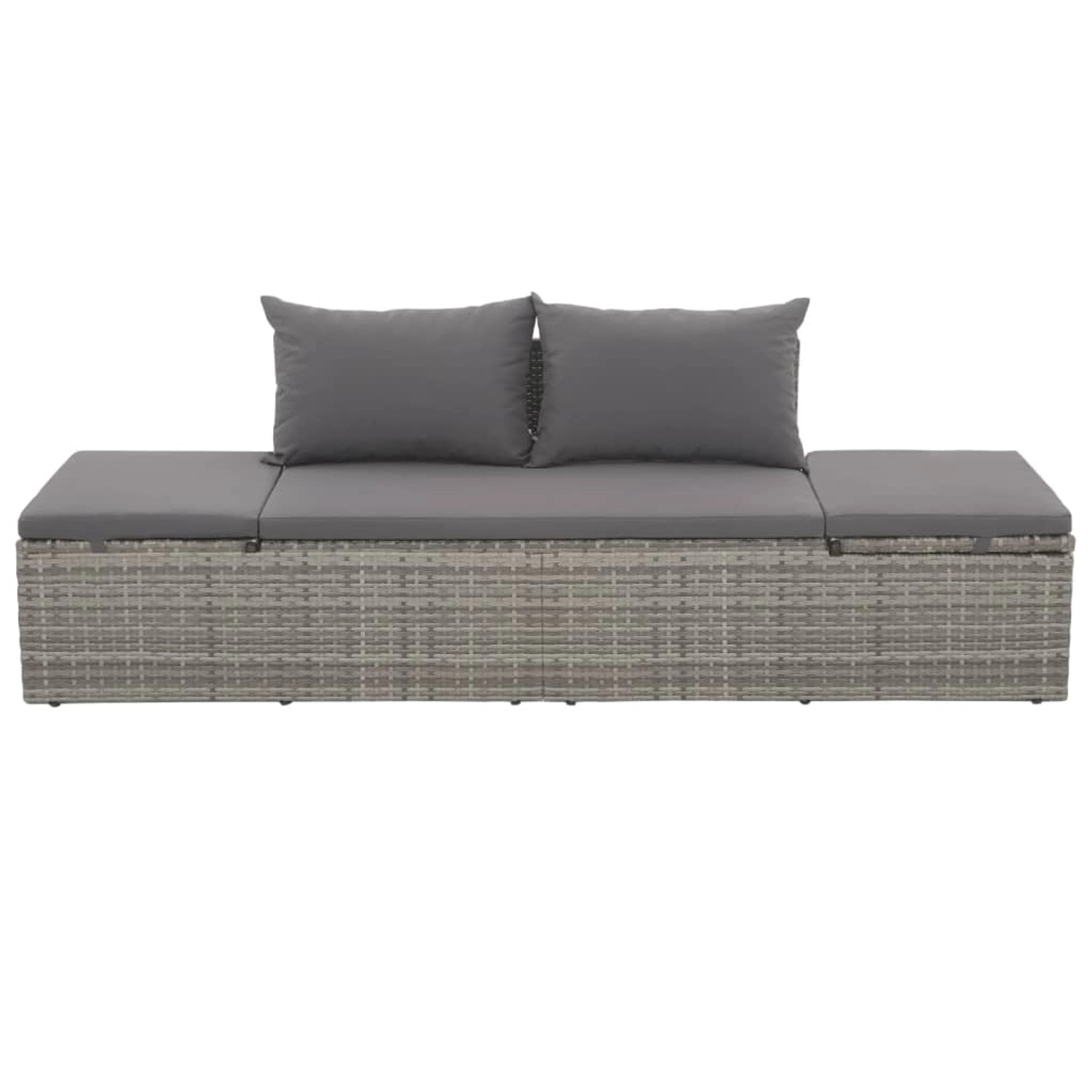 vidaXL Outdoor-Lounge-Bett mit Polster & Kissen Poly Rattan Grau 317110_6