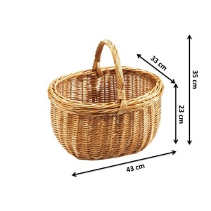 Handgeflochtener Weidenkorb (43x33x35 cm) von Kobolo, ideal als Einkaufskorb oder zur Aufbewahrung.