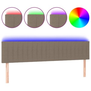 vidaXL LED Kopfteil für Bett, taupe Stoff, mit vertikalen Paneelen und farbwechselnder Beleuchtung.