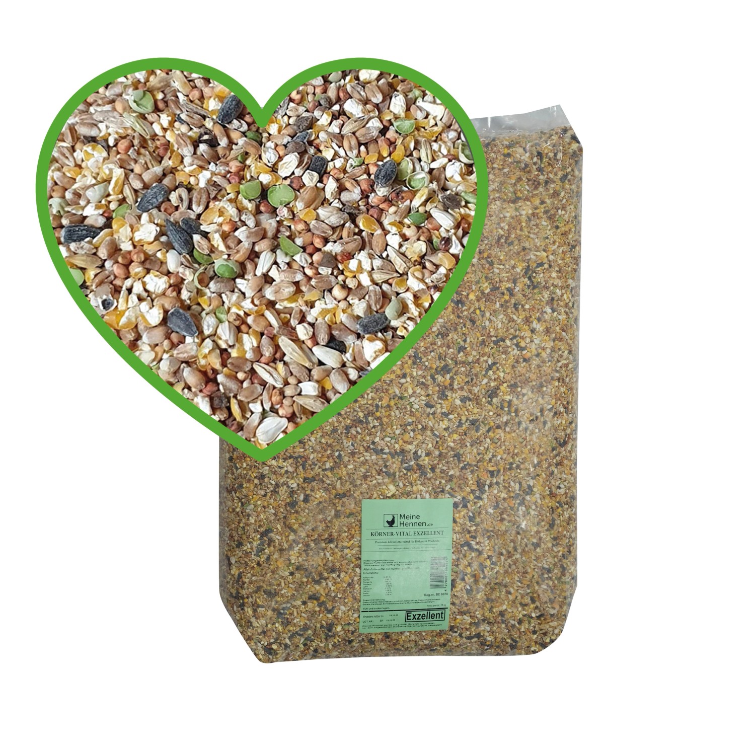 MeineHennen KÖRNER VITAL EXZELLENT 30 Kg PREMIUM Hühnerfutter Wachtelfutter mit Muschelschalen Buchweizen und Hirse