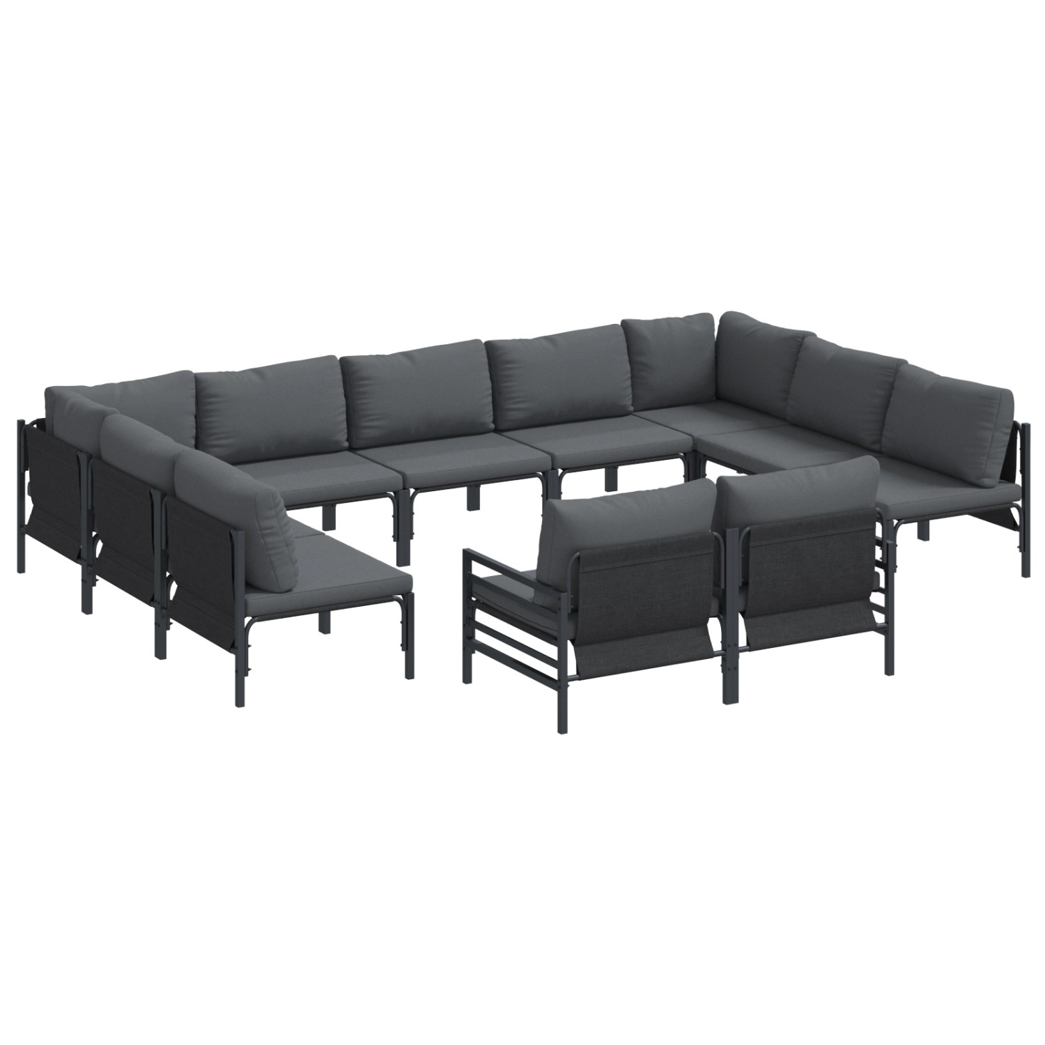 vidaXL Garten-Sofa-Set 11-Tlg Anthrazit Stahl 3379024 günstig online kaufen