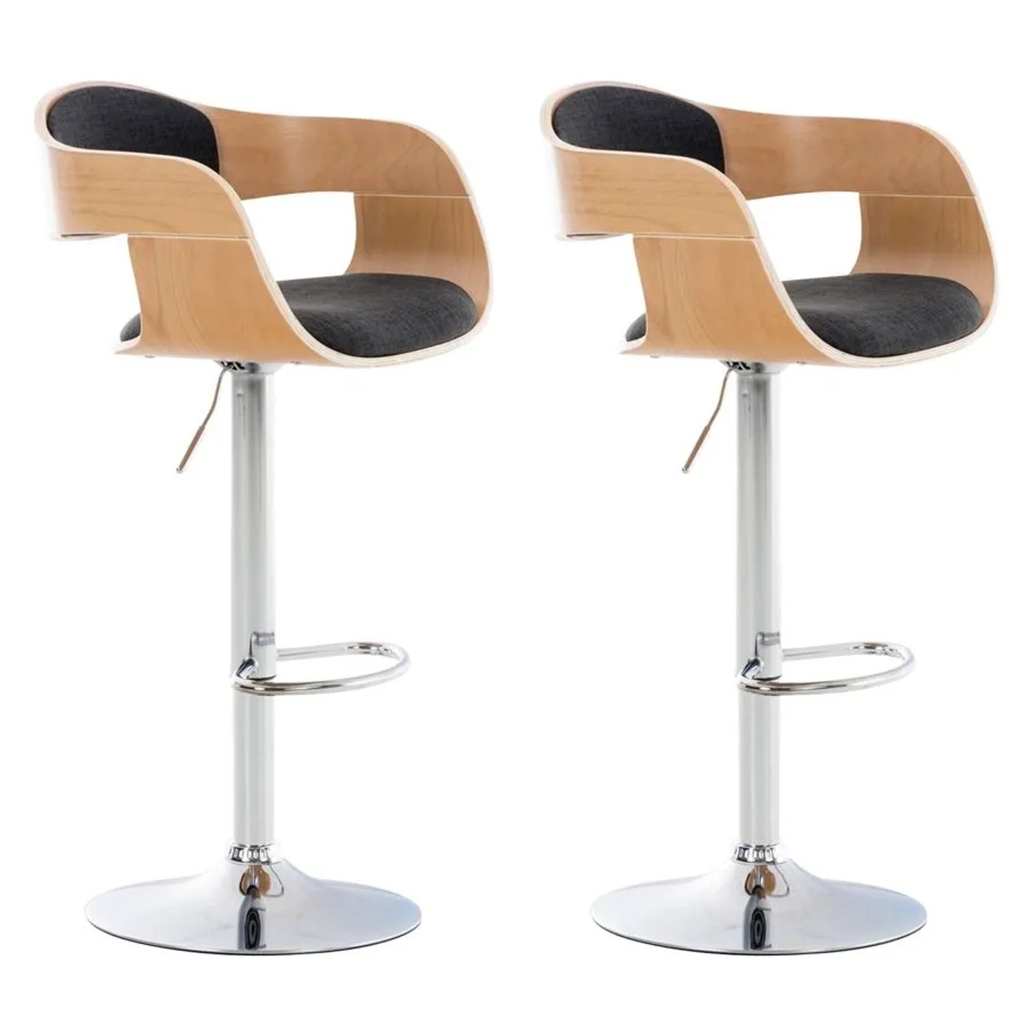 DELUKE 2er Set Barhocker NADAN Stoff Natura/dunkelgrau 50x48x88cm Barstuhl Höhenverstellbar Mit Lehne Drehbar Tresenhocker Tresenstuhl