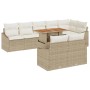 Beiges 9-teiliges vidaXL Garten-Sofa-Set aus Rattan mit Stauraum.