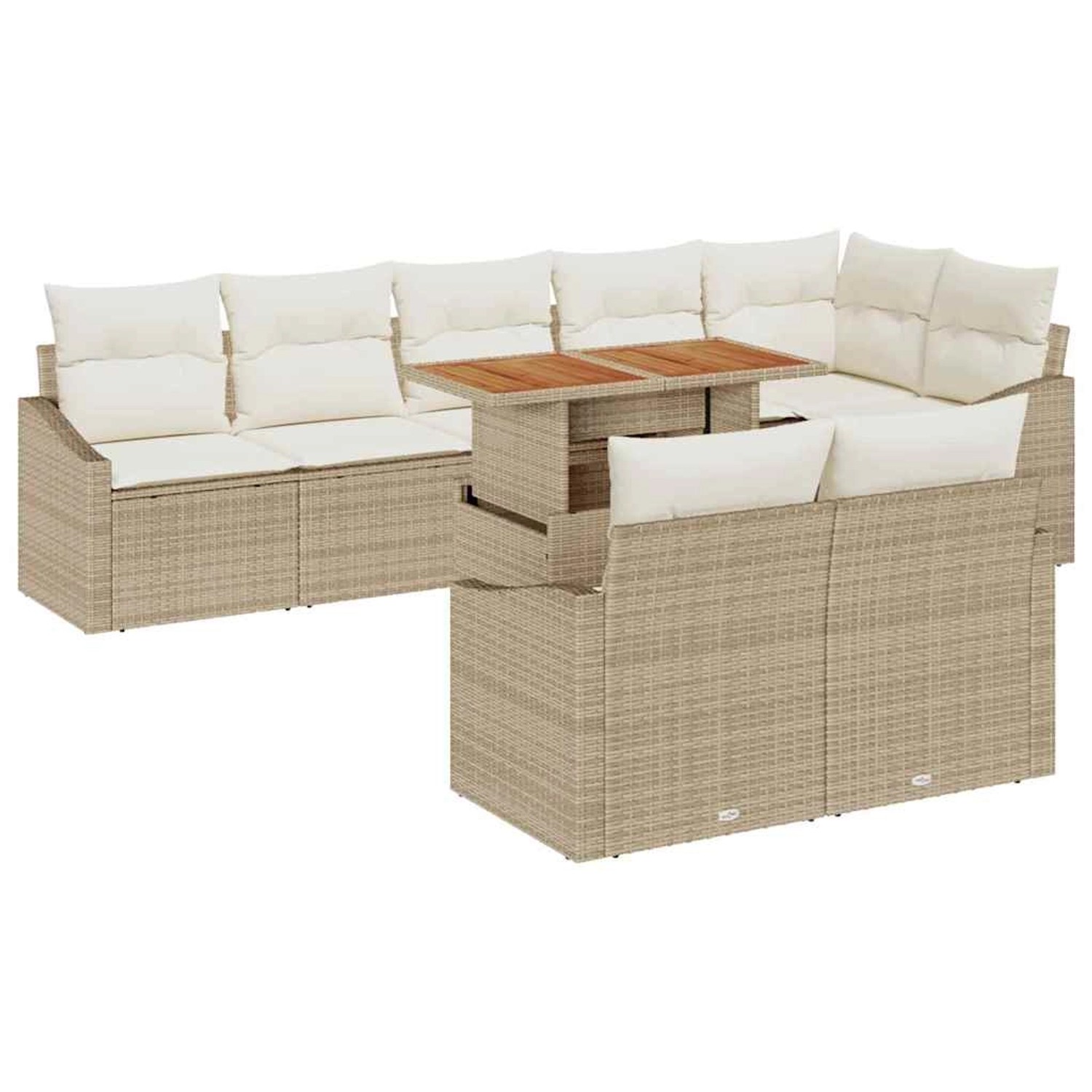 vidaXL Garten-Sofa-Set mit Speicher 9-Tlg Beige Poly Rattan 3358591 günstig online kaufen