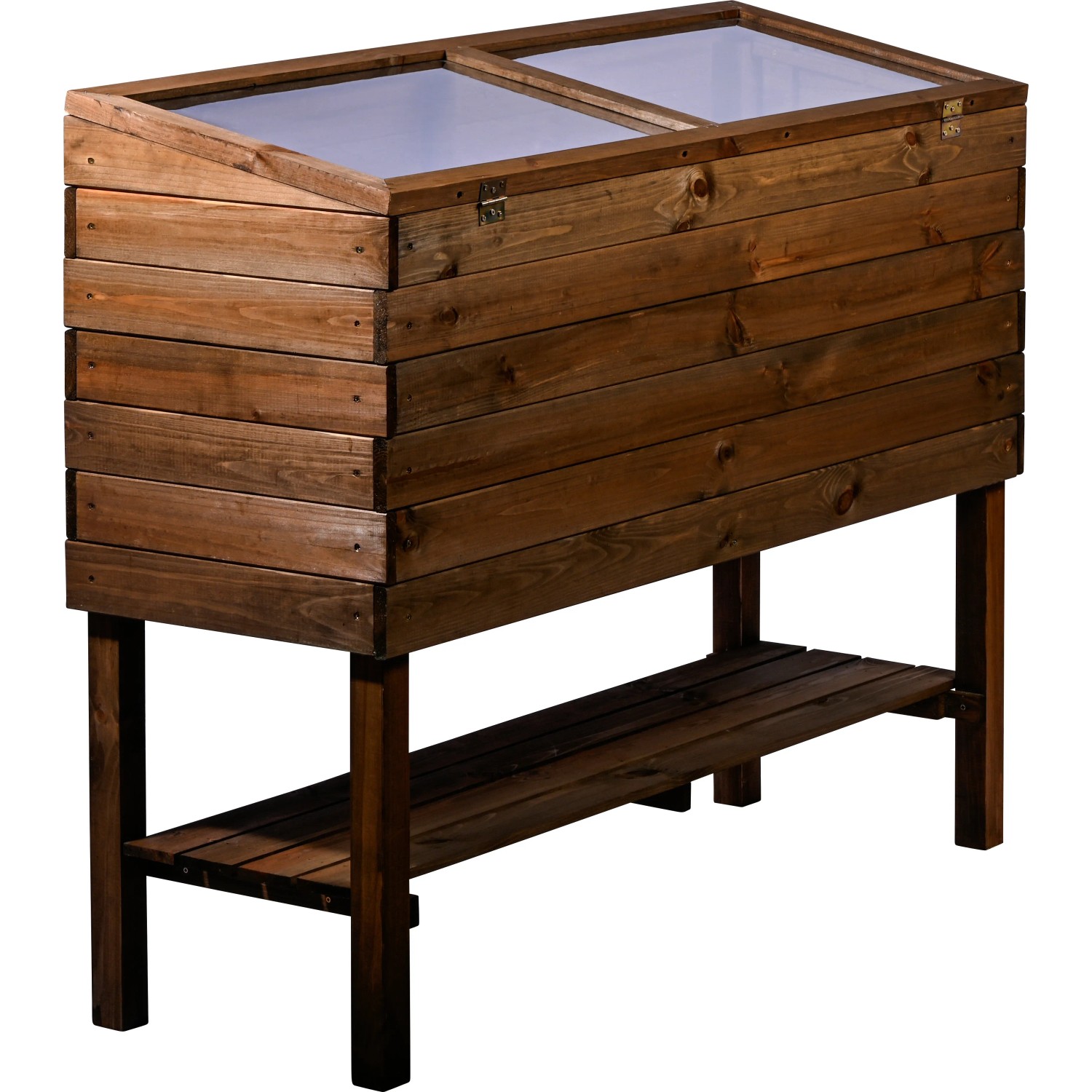 Dunkelbrauner Dobar Frühbeet-Aufsatz aus Holz für Hochbeet, 117x40x16 cm.