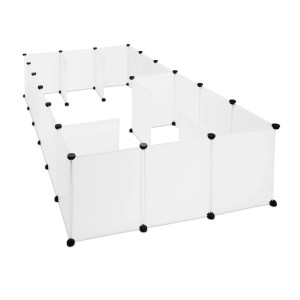 Relaxdays Kleintiergehege Kunststoff Weiß Stecksystem 24er Pack 92 cm x 110 cm x 110 cm 5,2 kg