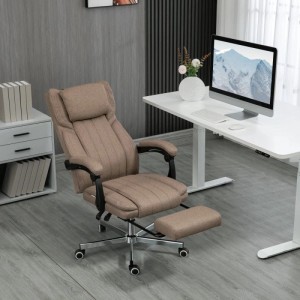 Brauner Vinsetto Bürostuhl aus Polyester mit ausziehbarer Fußstütze und Massagefunktion. Ergonomischer Schreibtischstuhl.