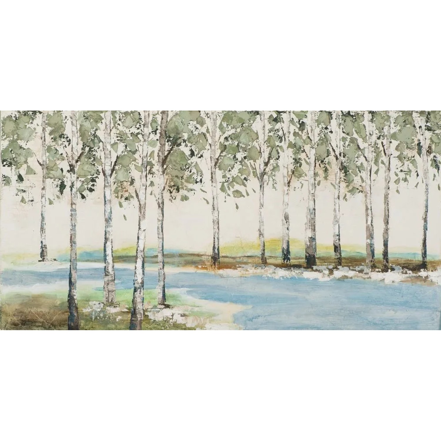 Art Universe Leinwandbild Birken am Bach 70 x 140 cm