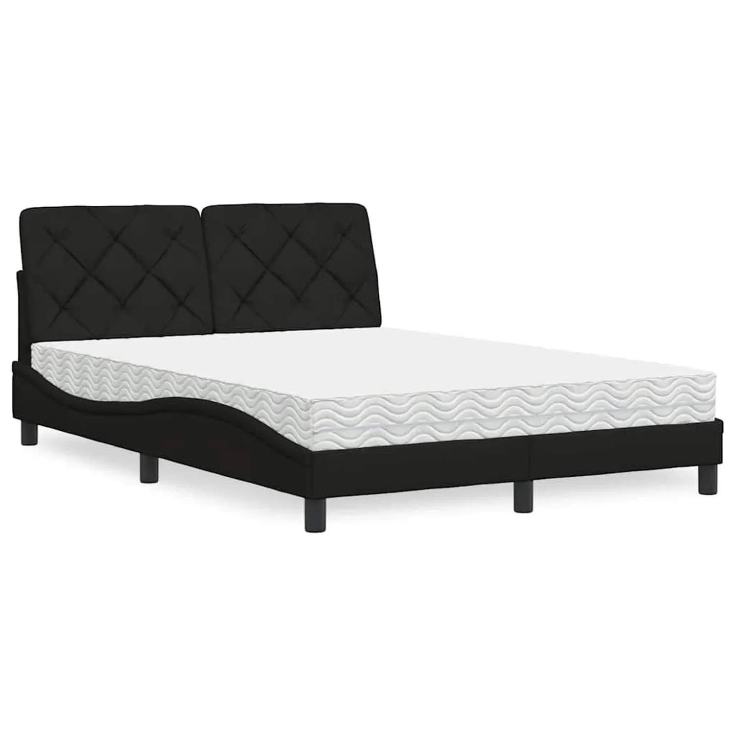 vidaXL Bett mit Matratze Schwarz 140x200 cm Stoff 3310743