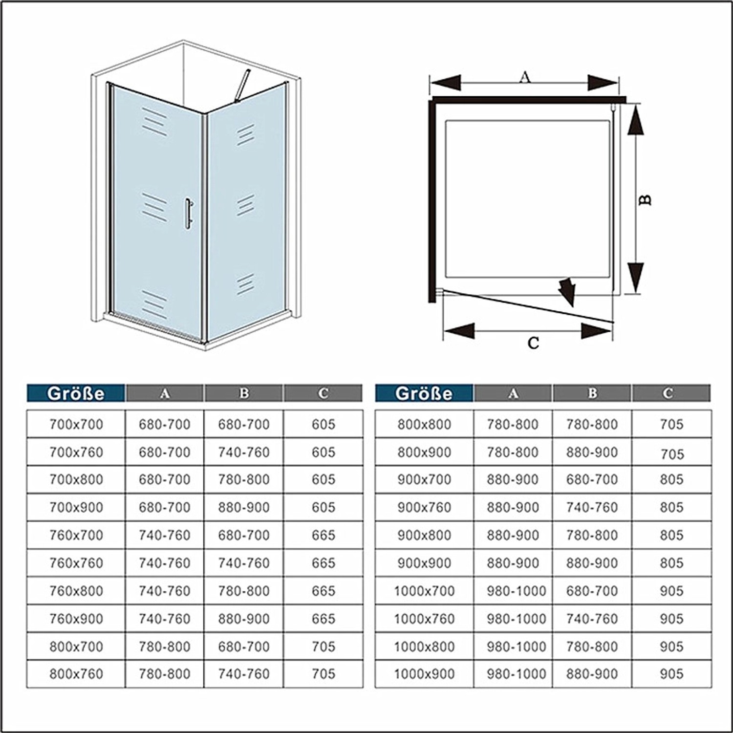 Duschparadies Duschkabine Eckeinstieg 90 x 90 cm Höhe 185cm Pendeltür Schwingtür 6mm NANO Glas Eckdusche Duschtür x Seitenwand_8
